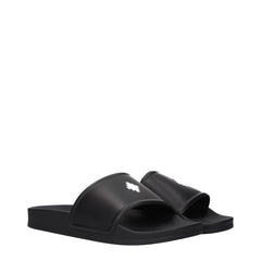 Marcelo Burlon Black Cotton Slippers Sandals