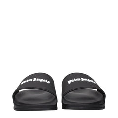 Palm Angels Black Cotton Slippers Sandals