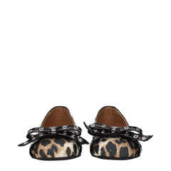 Ganni Brown Fabric Ballet Flats