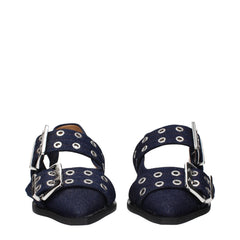 Ganni Blue Fabric Flat Sandals