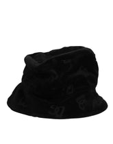 Dolce & Gabbana Schwarzer Bucket Hat aus Baumwollwildleder mit Logo