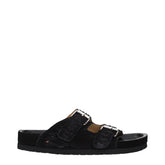 Isabel Marant Black Leather Slippers Sandals