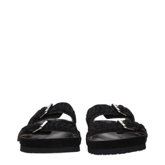 Isabel Marant Black Leather Slippers Sandals