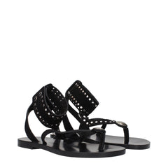 Isabel Marant Black Leather Flip-Flop Sandals