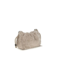 Sac bandoulière Brunello Cucinelli Mellow mini en peau lainée