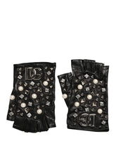 Dolce & Gabbana Black Pearl Embellished Wrist Length Gloves