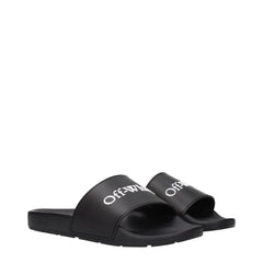 Off-White Black Cotton Slippers Sandals
