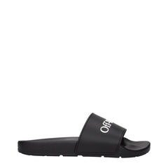 Off-White Black Cotton Slippers Sandals