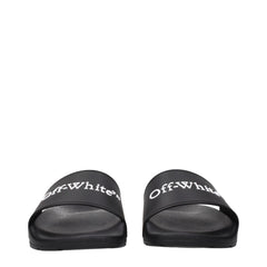 Off-White Black Cotton Slippers Sandals
