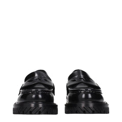 Off-White Black Leather Slip-On Loafers