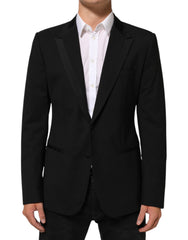 Veste blazer Dolce & Gabbana en laine noire à deux boutons pour homme