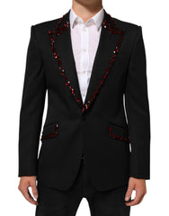 Blazer Dolce & Gabbana noir SICILIA orné de cristaux pour homme