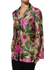 Chemisier/blouse en soie imprimée figues rose fuchsia Dolce & Gabbana