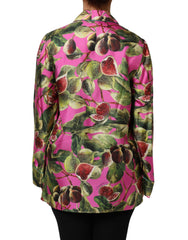 Chemisier/blouse en soie imprimée figues rose fuchsia Dolce & Gabbana