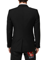 Veste de costume Dolce & Gabbana MARTINI en laine noire à deux boutons pour homme