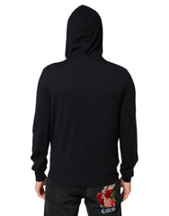 Dolce & Gabbana Schwarze Leder-Blousonjacke mit durchgehendem Reißverschluss und Kapuze