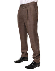 Pantalon habillé Brunello Cucinelli en laine marron taille mi-haute