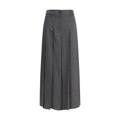 Brunello Cucinelli Pleated long Skirt in virgin wool techno gauze
