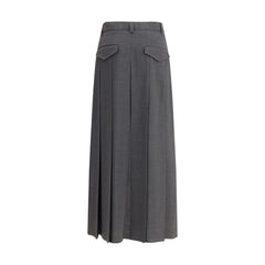 Brunello Cucinelli Pleated long Skirt in virgin wool techno gauze