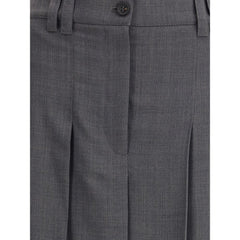 Brunello Cucinelli Pleated long Skirt in virgin wool techno gauze