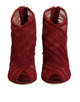 Dolce & Gabbana Red Tulle Ankle Boots Stiletto Heels Shoes