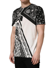 Dolce & Gabbana Black White Bandana Cotton Crew Neck T-shirt