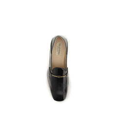 Valentino Garavani Black Calf Leather Bos Taurus Slip-On Loafers