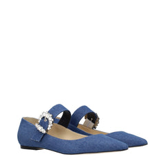 Jimmy Choo Ballerinas aus blauem Stoff