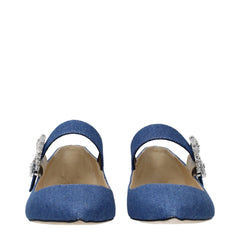 Jimmy Choo Blue Fabric Ballet Flats
