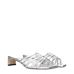 Jimmy Choo Gray Leather Flat Sandals