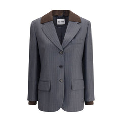 Miu Miu Gray Fleece Wool Blazer
