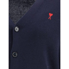 Ami Paris Blue Merino Wool Cardigan