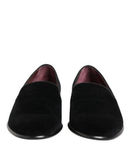 Dolce & Gabbana Black Leather Suede Slip On Loafer Dress Shoes