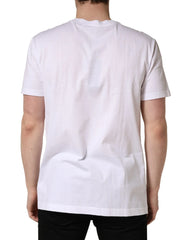Dolce & Gabbana White Barcode Cotton Crew Neck Men T-shirt