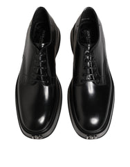Dolce & Gabbana Black Calfskin Leather Men Derby Dress Shoes