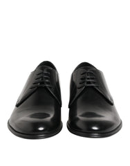 Dolce & Gabbana Black Calfskin Leather Derby Dress Shoes