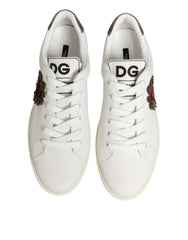 Scarpe da ginnastica in pelle bianca con cuore applicato Dolce & Gabbana