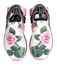 Dolce & Gabbana White Rose Print Sorrento Sneakers Shoes