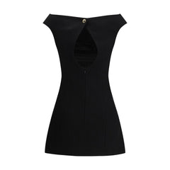 Marine Serre Black Fleece Wool Casual Dress