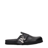 Palm Angels Black Leather Slippers