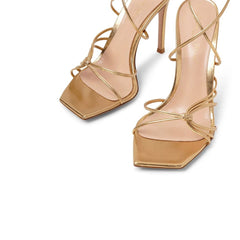 Gianvito Rossi goldene Kalbsleder-Stiletto-Absatz-Sandalen