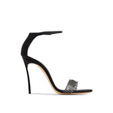 Casadei Black Silk Stiletto Heel Sandals