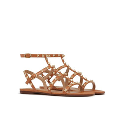 Valentino Garavani braune Leder-Riemensandalen