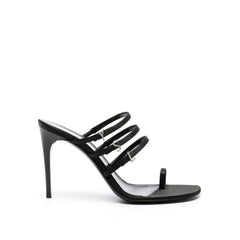 Saint Laurent Seidensandalen mit Stilettoabsatz in Schwarz