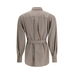 Chemise Brunello Cucinelli en laine polaire marron à motifs