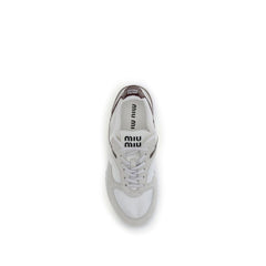 Miu Miu White Calf Leather Bos Taurus Athletic Sneakers