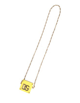 Dolce & Gabbana Yellow DG Logo Plaque Cover Gold Chain Airpods Case