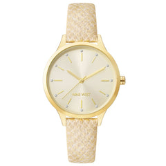 Nine West Beige Leather Dress Watch