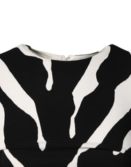 Dolce & Gabbana Black White Zebra Viscose Sheath Midi Dress