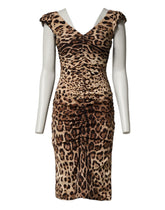 Dolce & Gabbana Brown Leopard Sleeveless Sheath Midi Dress